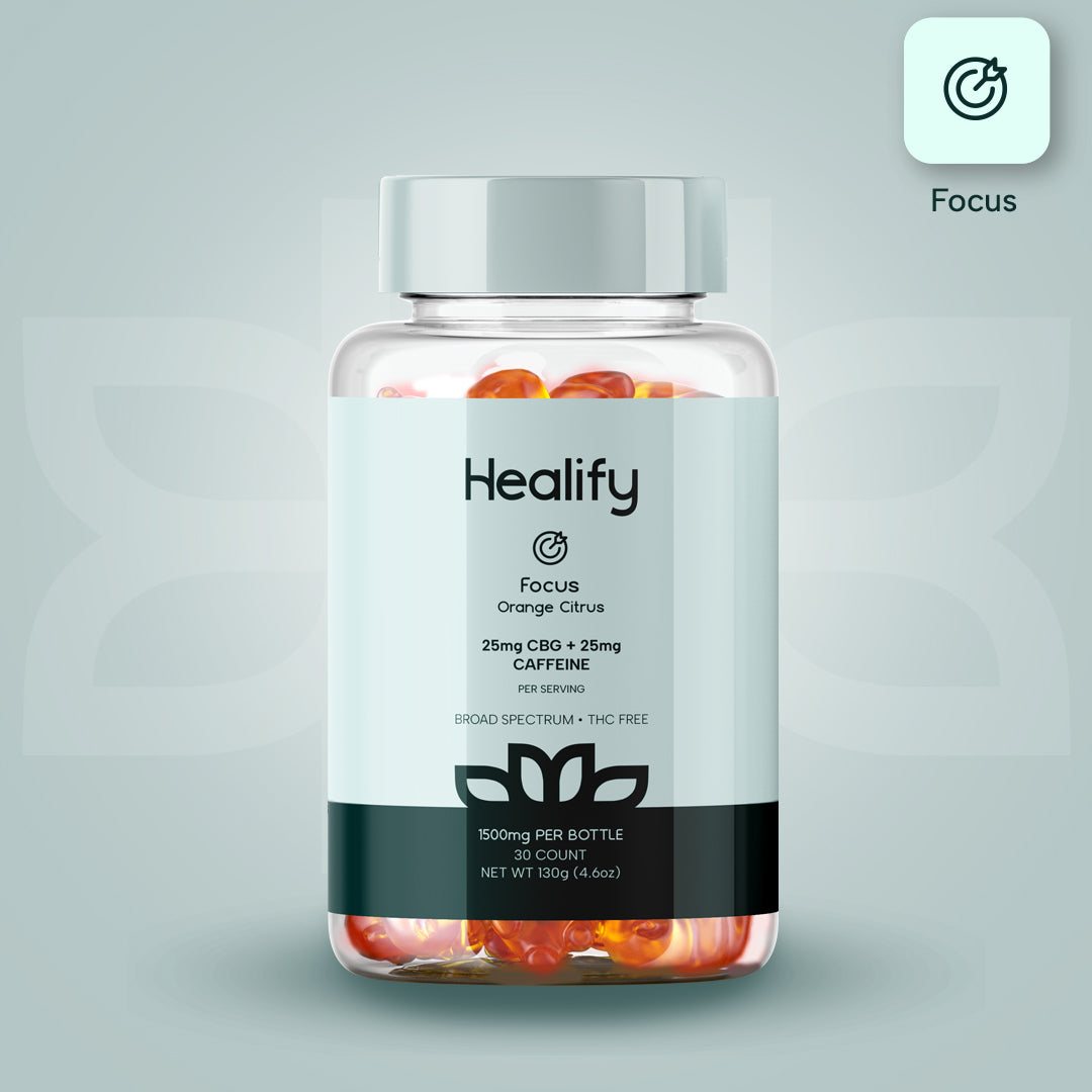 Healify Focus Broad Spectrum Gummie 25mg CBG + 25mg Caffeine Orange Citrus 120g