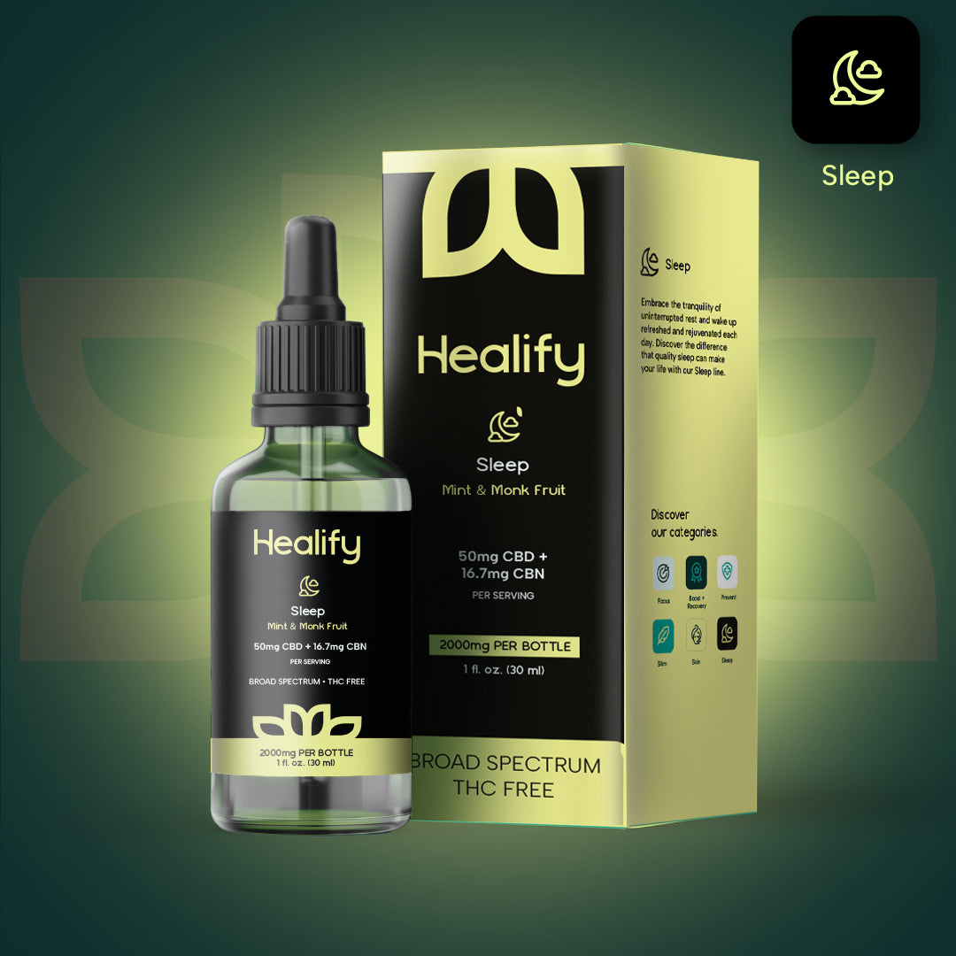 Healify Sleep Broad Spectrum Tincture 1500mg CBD + 500mg CBN Mint & Monk Fruit 30ml