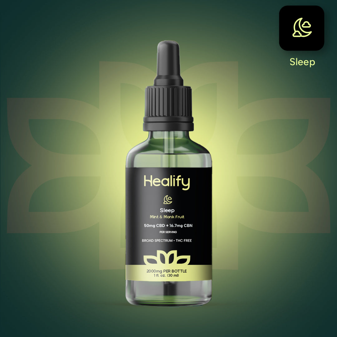 Healify Sleep Broad Spectrum Tincture 1500mg CBD + 500mg CBN Mint & Monk Fruit 30ml